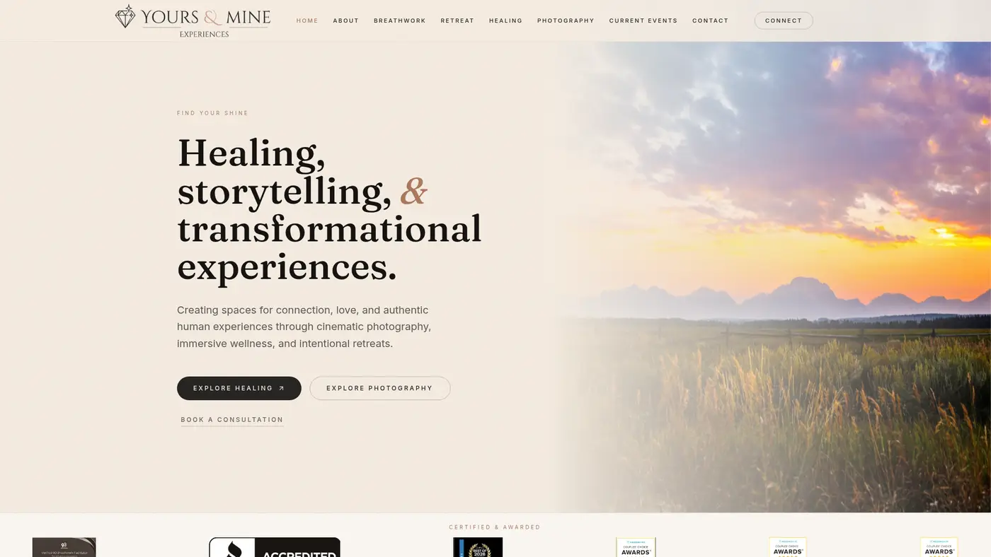 Yours & Mine Experiences website preview